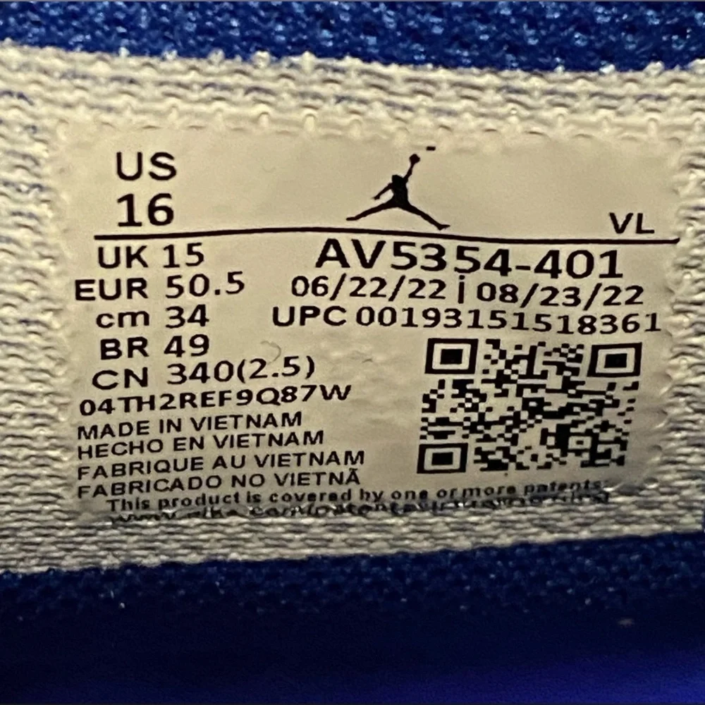 *NEW* Men's Size 16 Nike Air Jordan 1 Retro MCS Baseball Cleats Game Royal‎ Blue